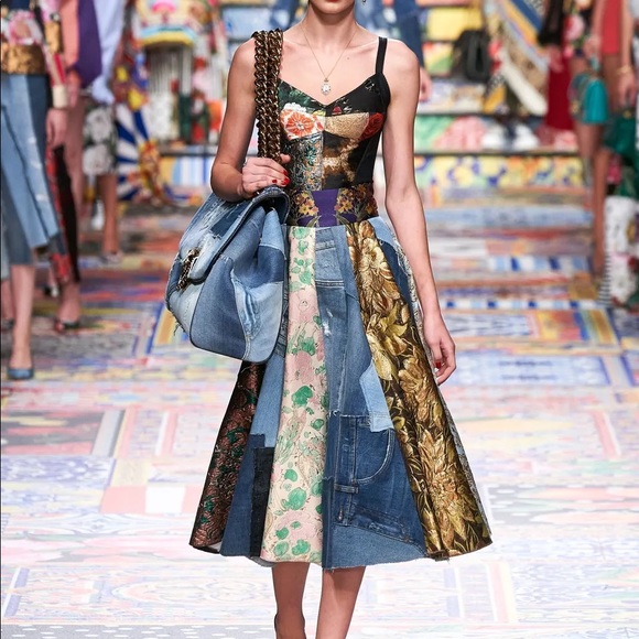 Dolce & Gabbana Patchwork Bustier Top 38 XS S